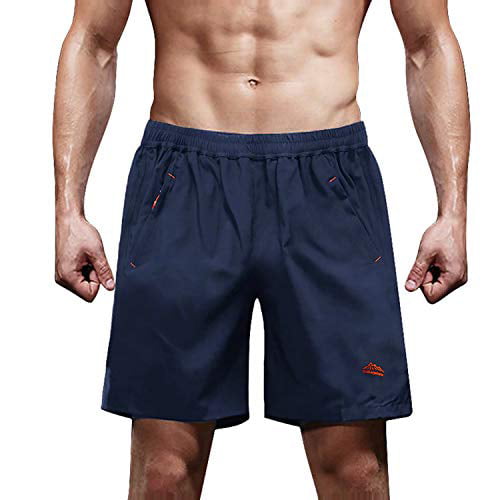 MAGCOMSEN Mens Quick Dry Running Shorts Zipper Pockets Summer Athletic Gym Workout Shorts 